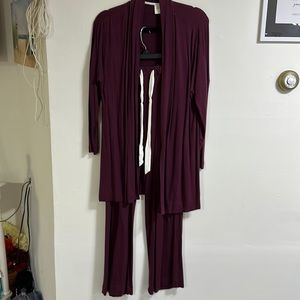 Soma one color weekend lounge set. Cardigan style top and elastic waist pants.